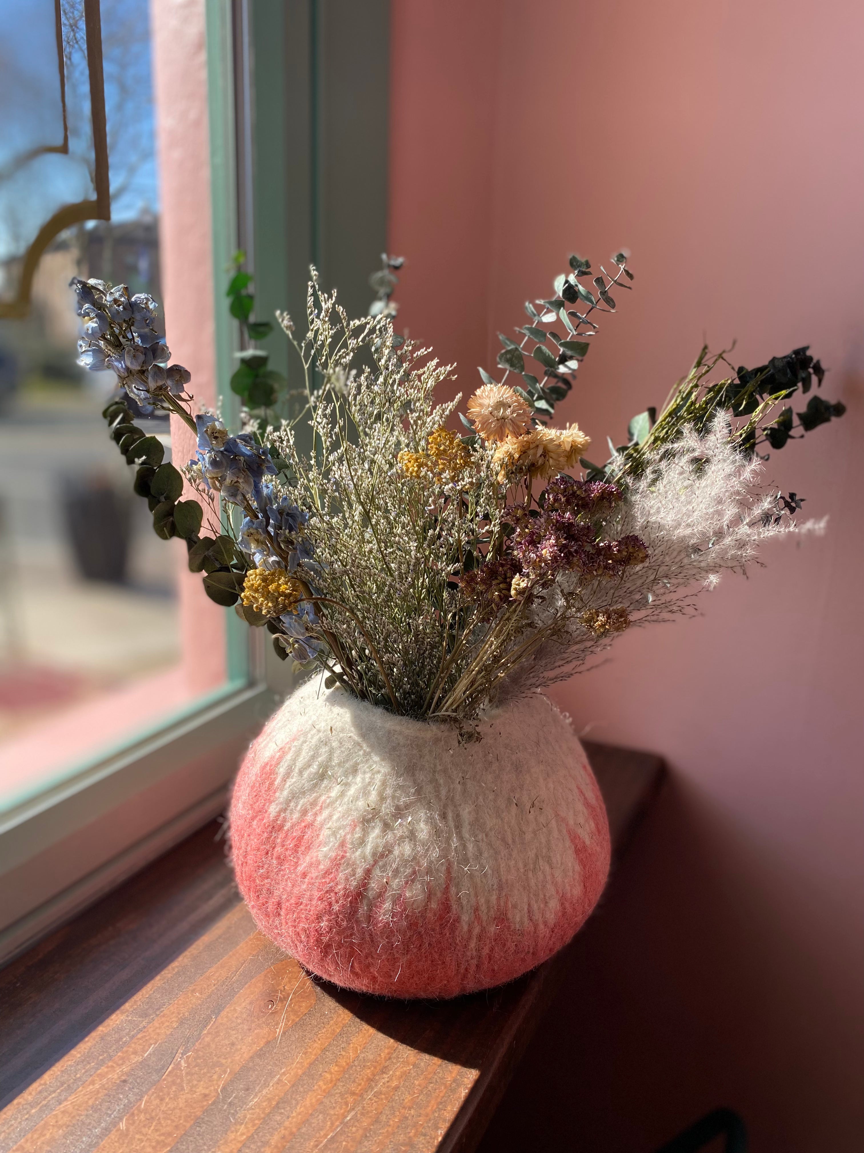 Dried Flowers in Fabric Vase