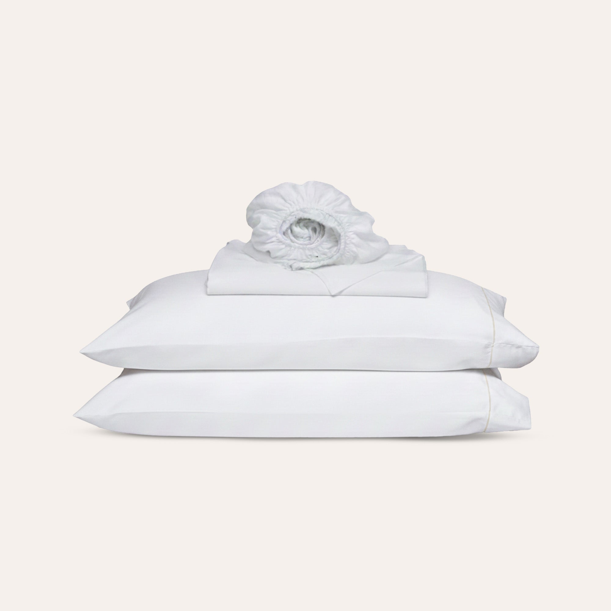 Serene Sheet Set by Rest & Reset folded to display the full sheet set with refined finishing