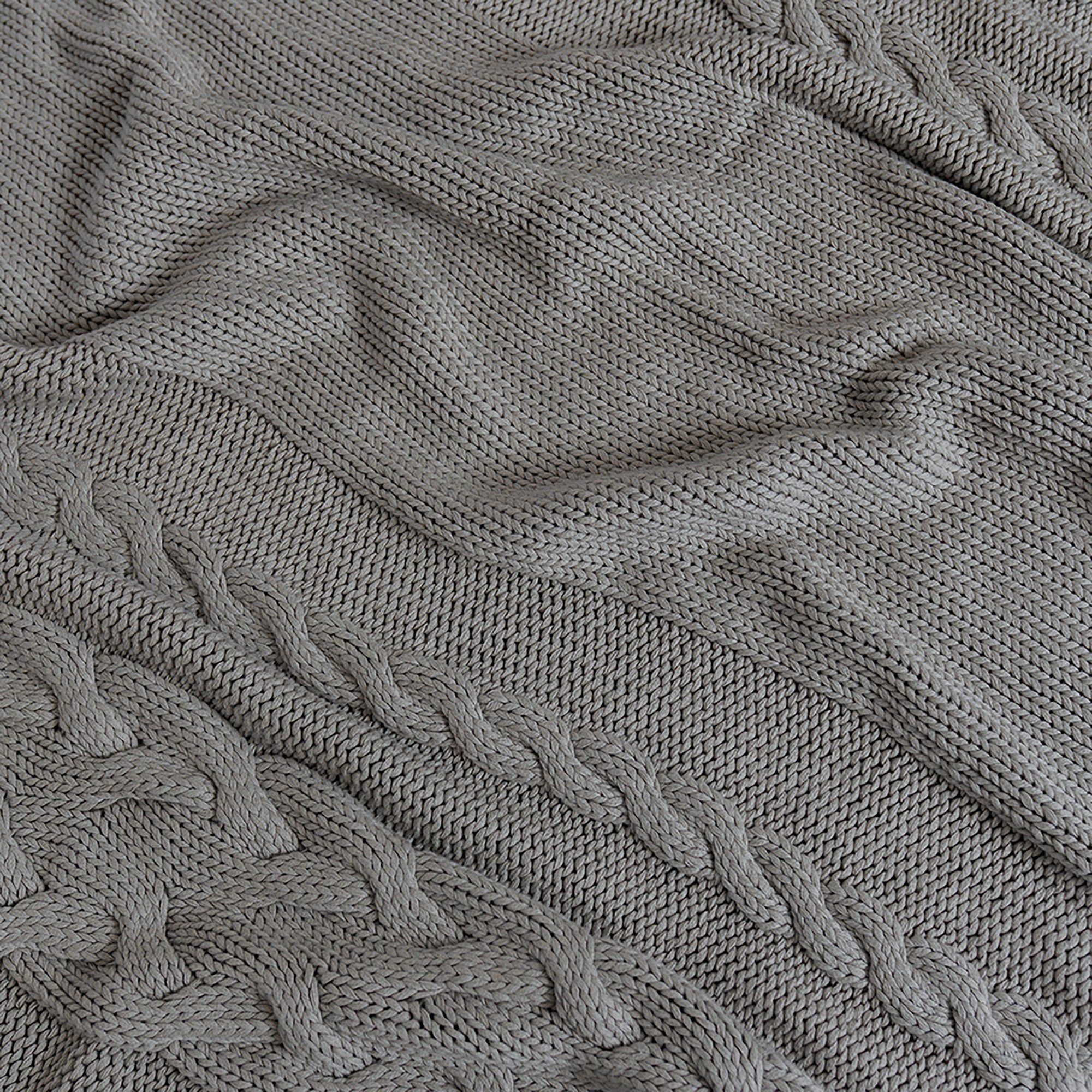Close-up of organic cotton weave on Drift Throw Blanket by Rest & Reset, highlighting rich texture and softness