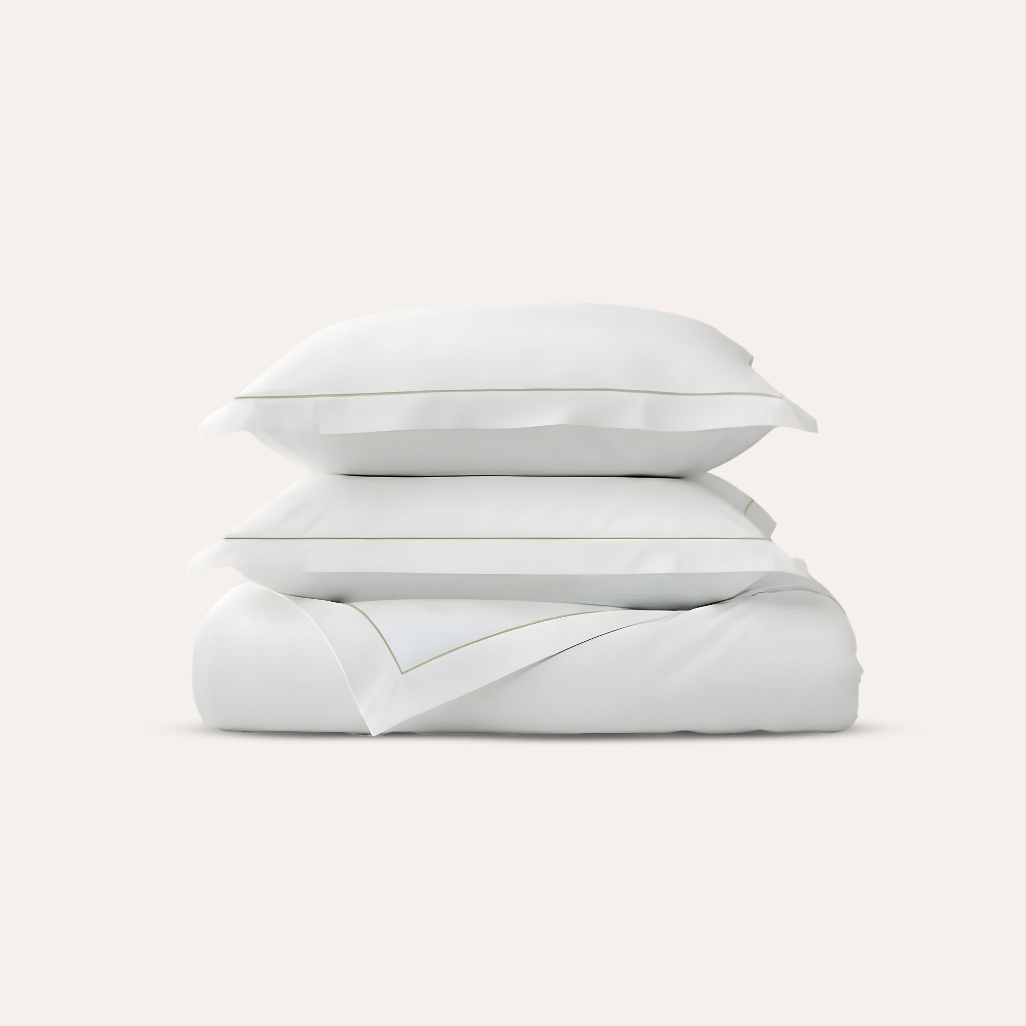Serene Duvet Cover Set by Rest & Reset folded to display the full set with refined finishing