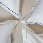 Close-up of interior corner ties on the Serene Duvet Cover Set by Rest & Reset, designed to keep the duvet securely in place