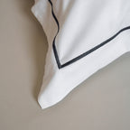 Close-up of folded edge on the Serene Duvet Cover Set by Rest & Reset, showing clean finishing and durability