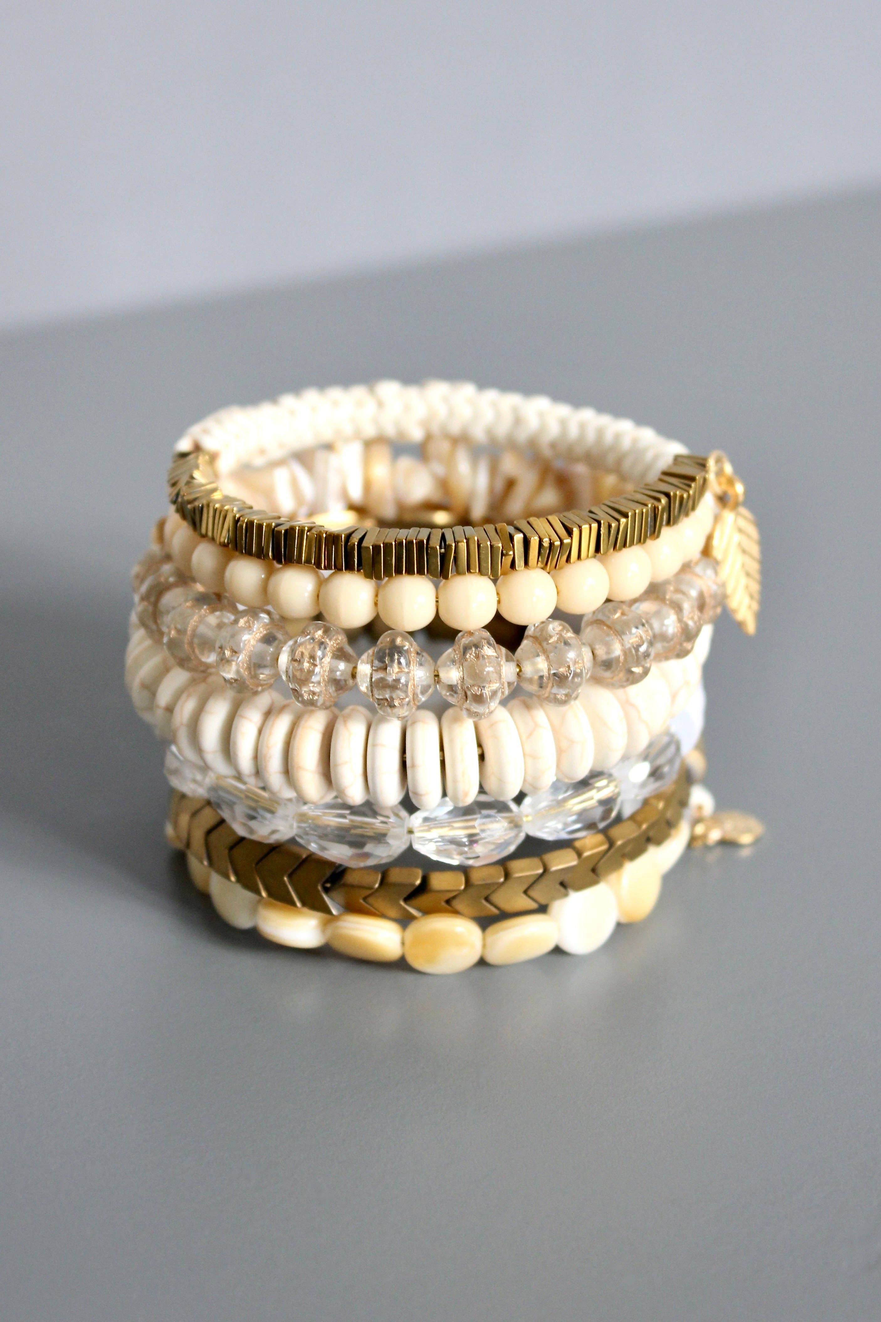 ISLB02 White and brass wrap bracelet