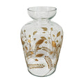 D8x12.6" Golden Foliage Glass Vase