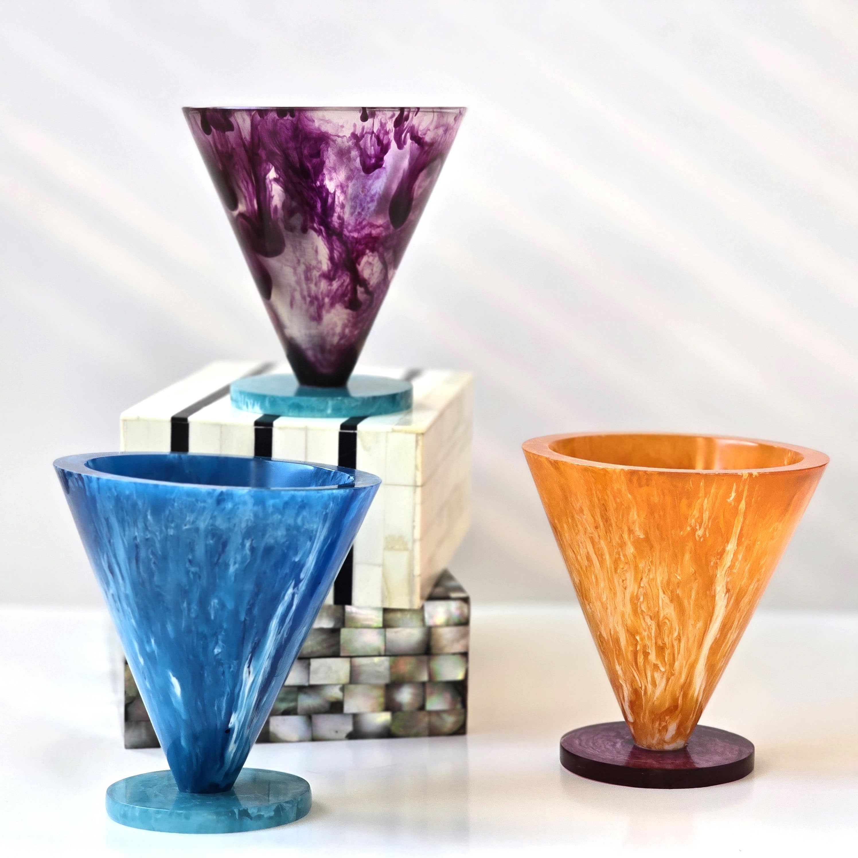 Handmade Multi Color Resin Flower Vases - Dry Flowers Pot: Purple