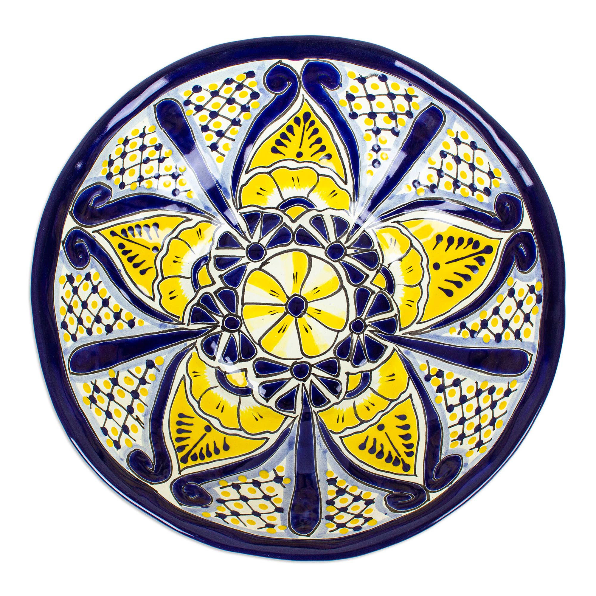 Novica Handmade Sunny Blooms Ceramic Salad Bowl