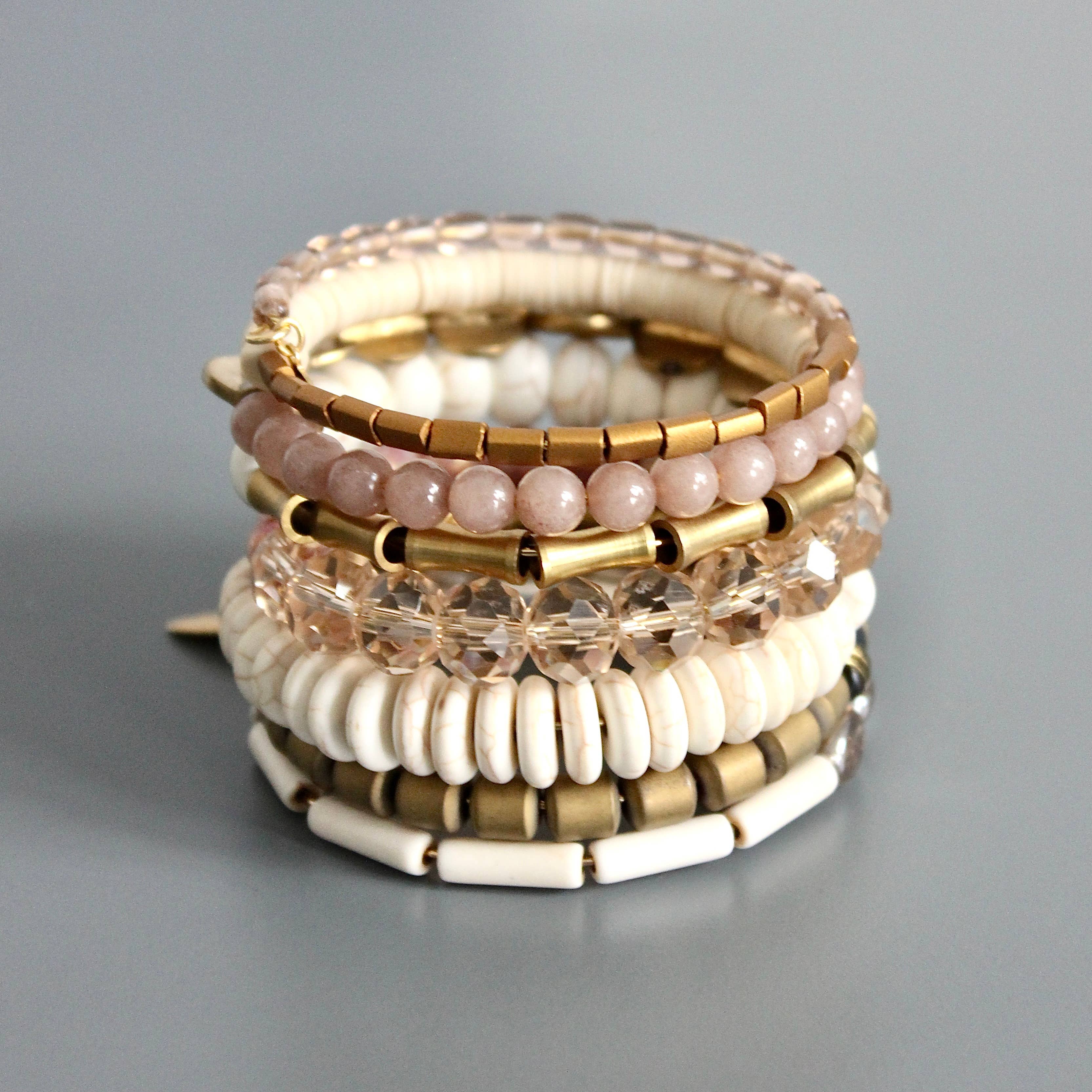 ISLB03 Mauve and white wrap bracelet