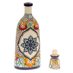 Novica Handmade Talavera Flavors Ceramic Decanter