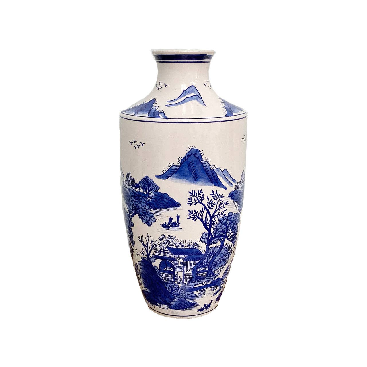 Claybarn Blue Garden Mountain Landscape Vase