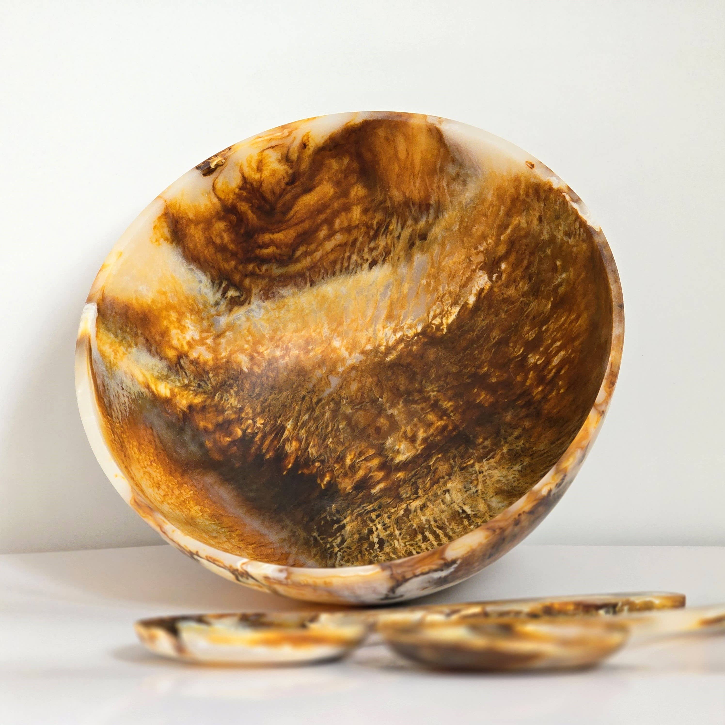 Hand Poured Resin Salad Serving Bowl - Matching Server: Serving Spoons Only