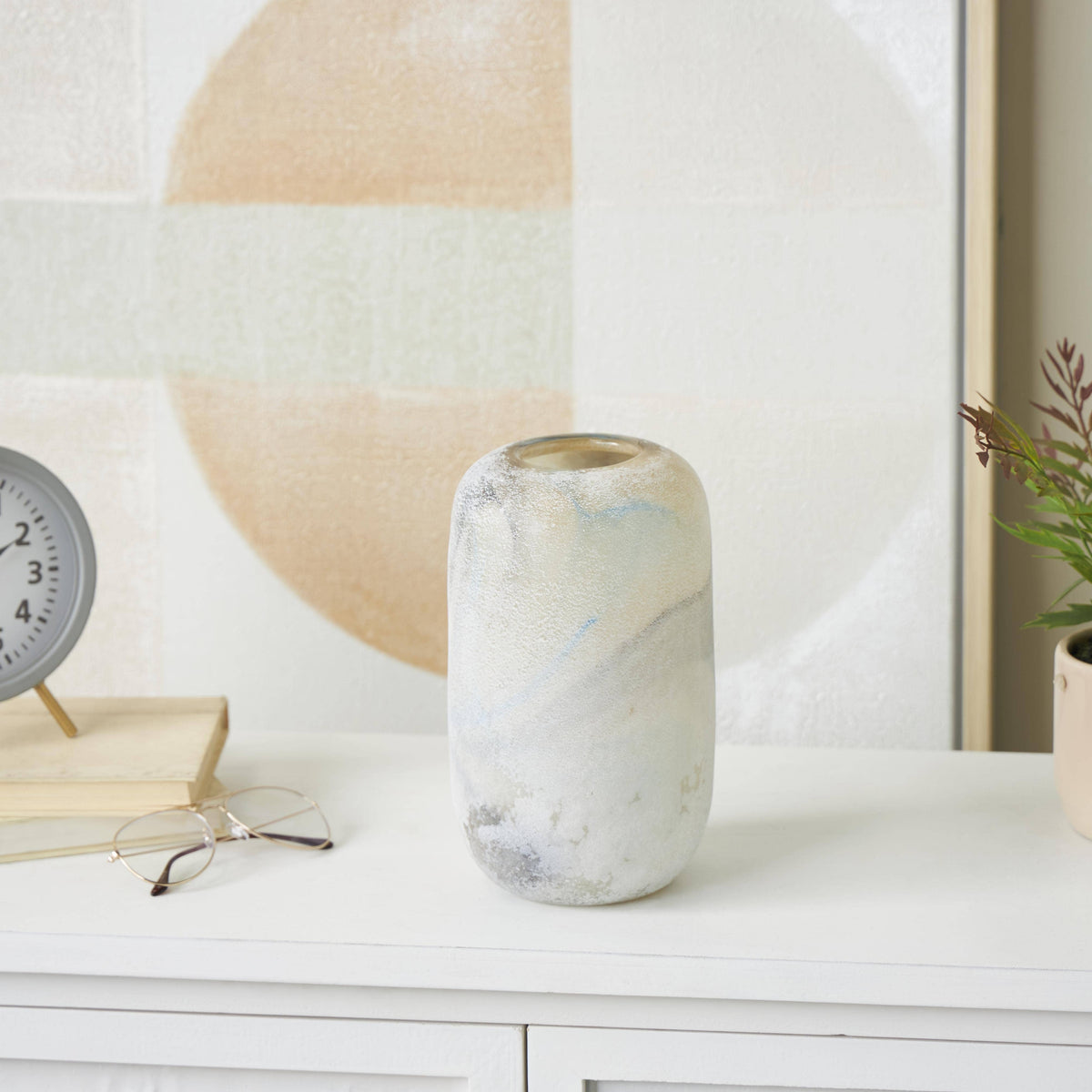 Contemporary Cream Glass Vase