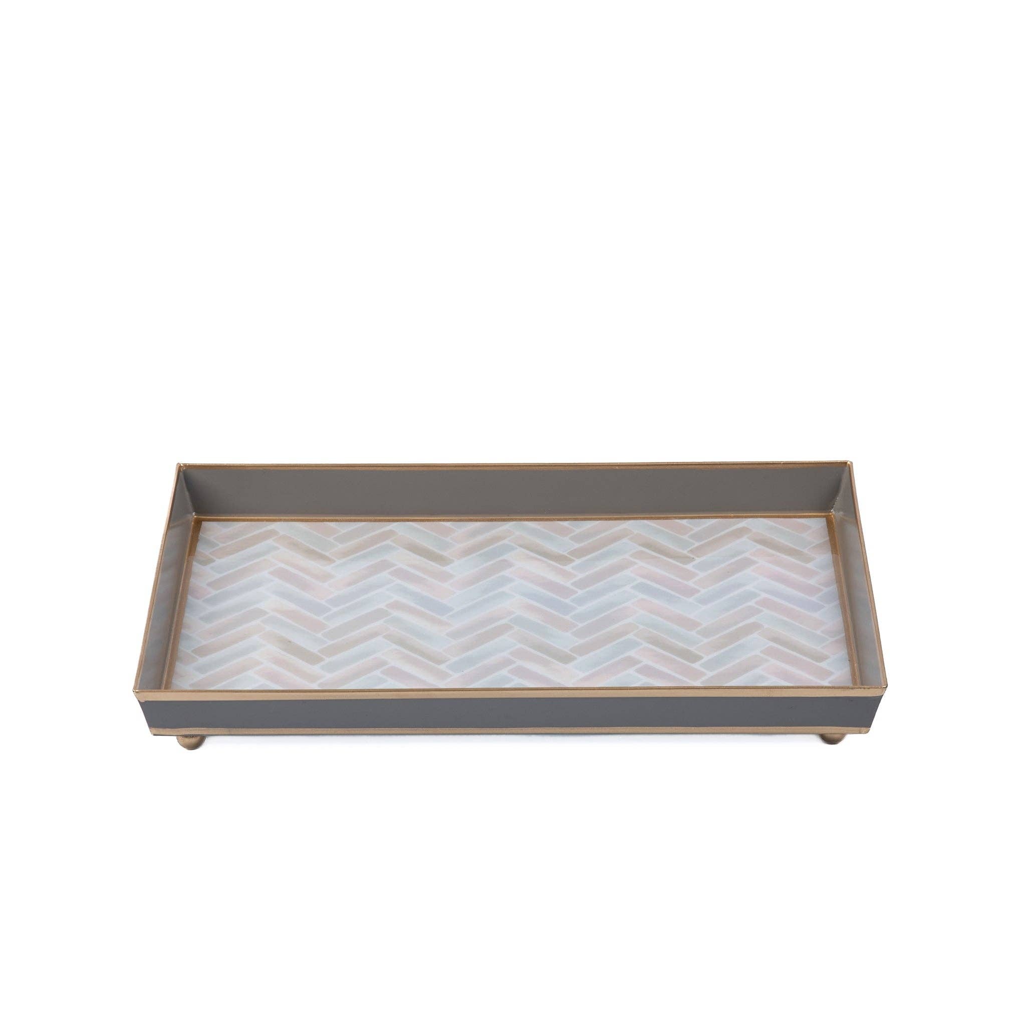 Herringbone Enameled Oliver Tray 8x12