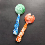 4 Colors, Hand Poured Resin Salad Serving Set -  Serving Set