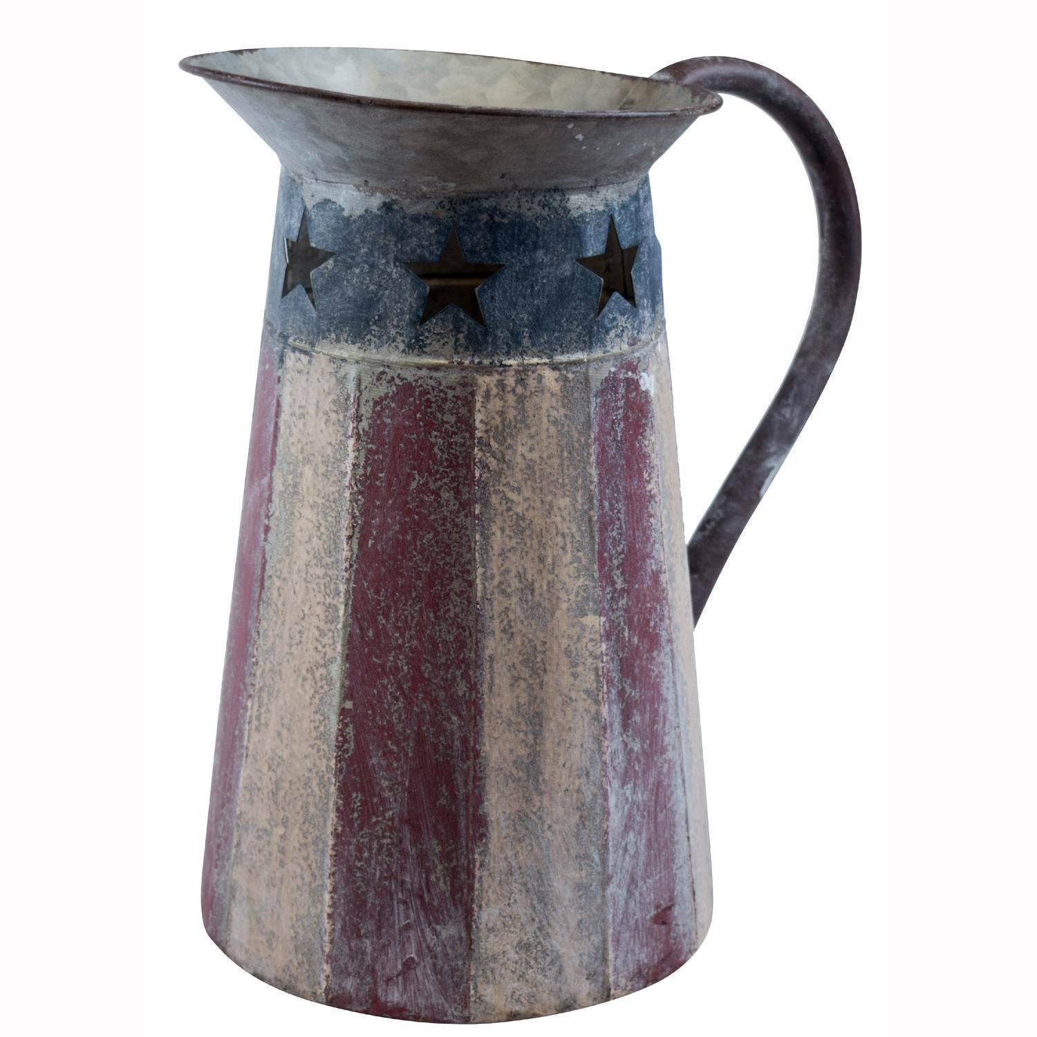 9.5x6.5x11" Iron Americana Pitcher - Red/Blue