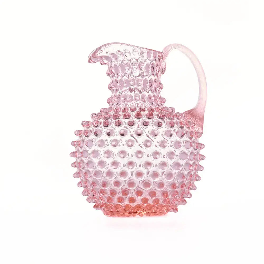 Handblown Hobnail 2L Jug - Petal Pink