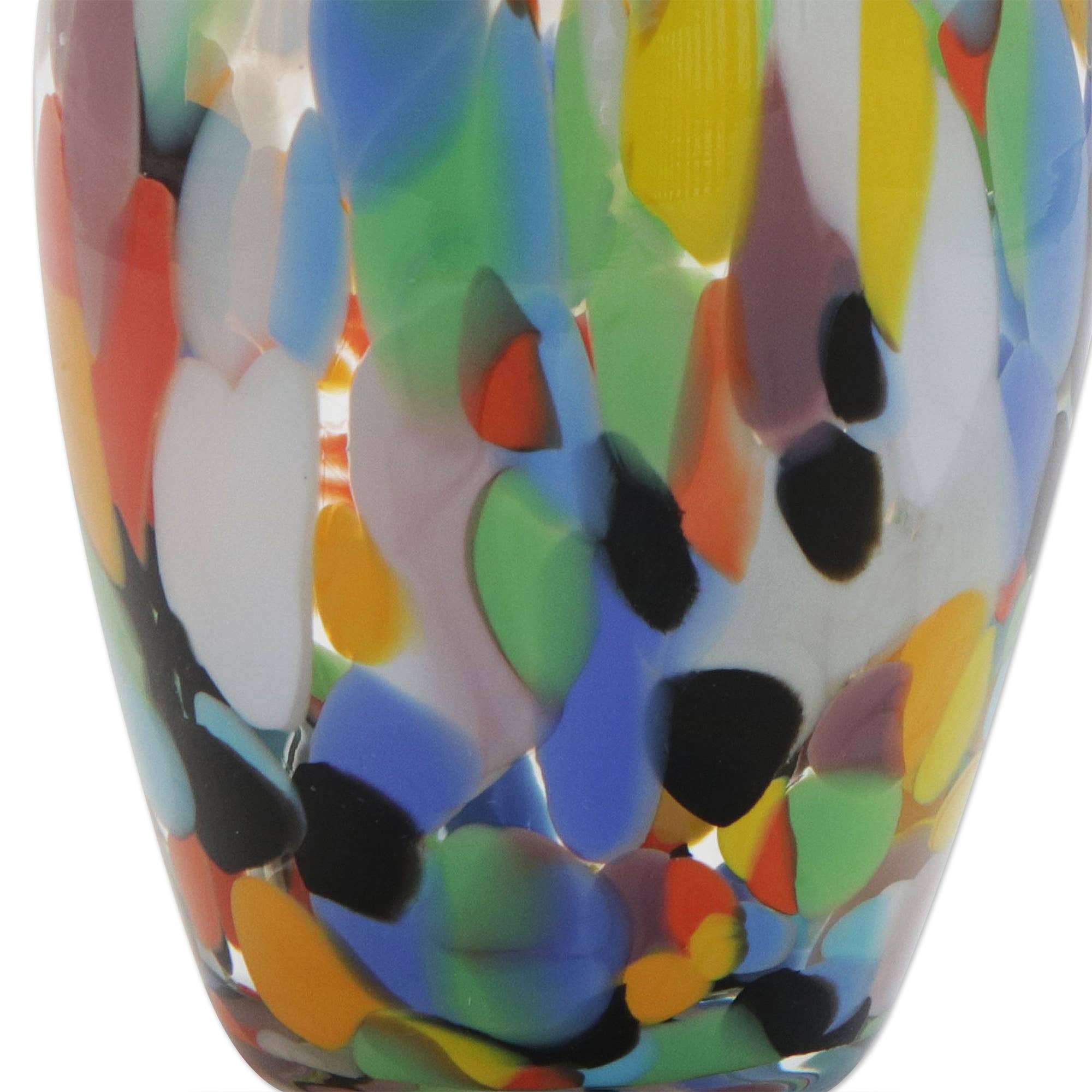 Novica Handmade Curvy Carnival Confetti Glass Vase