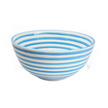 Turquoise Stripe Large Deep Bowl. Final Sale