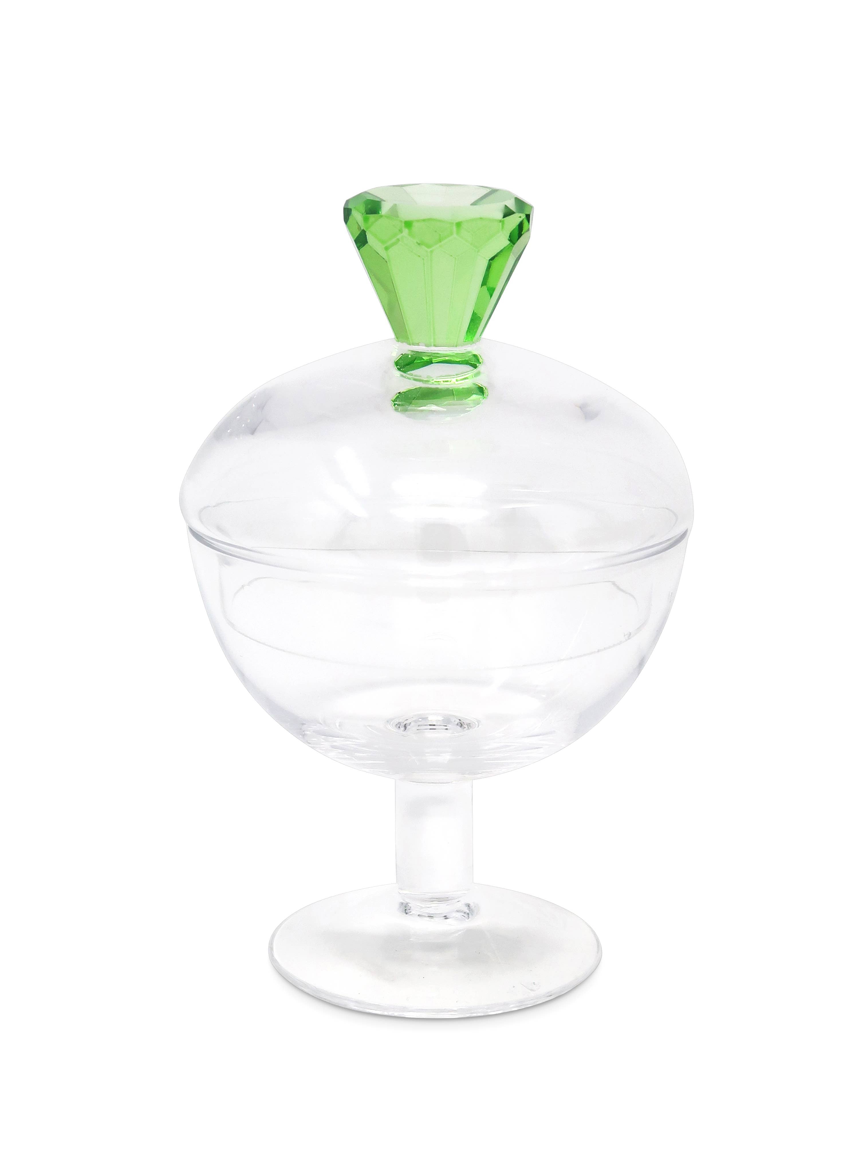 Glass Footed Jar with Colored Diamond Shaped Handle (2 sizes