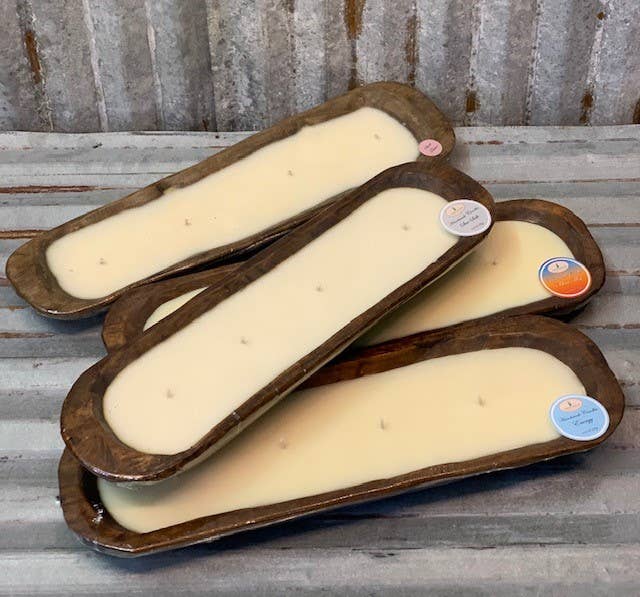 20" Wood Bread Bowl Candles: 20x6x3 / Natural / Earth Garden