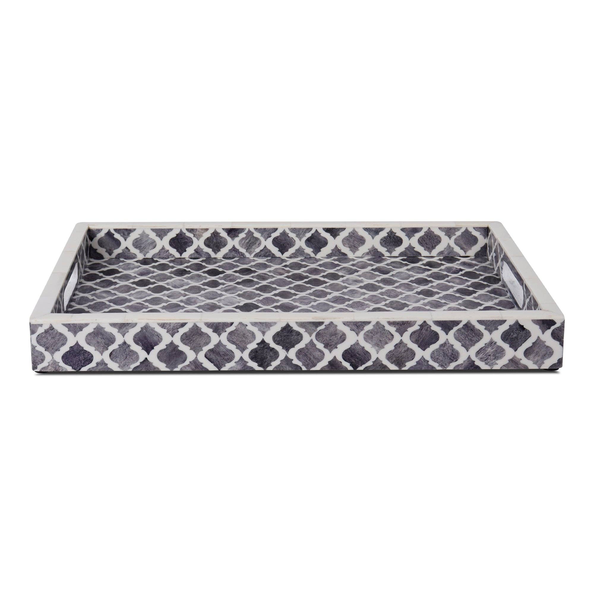 Decorative Tray Moroccan Grey & White 11x17 inch