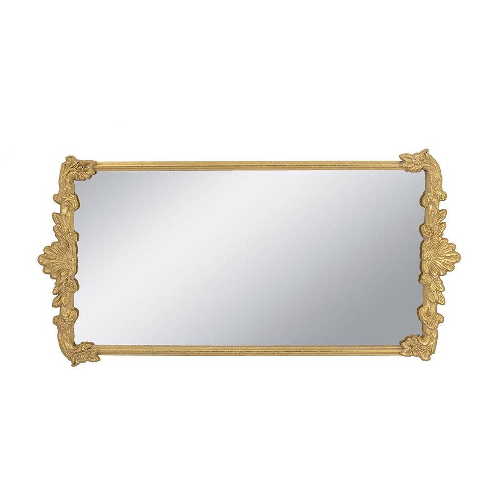 24.5x12.5x1" Mirror Tray w/ Gold Frame & Intricate Floral