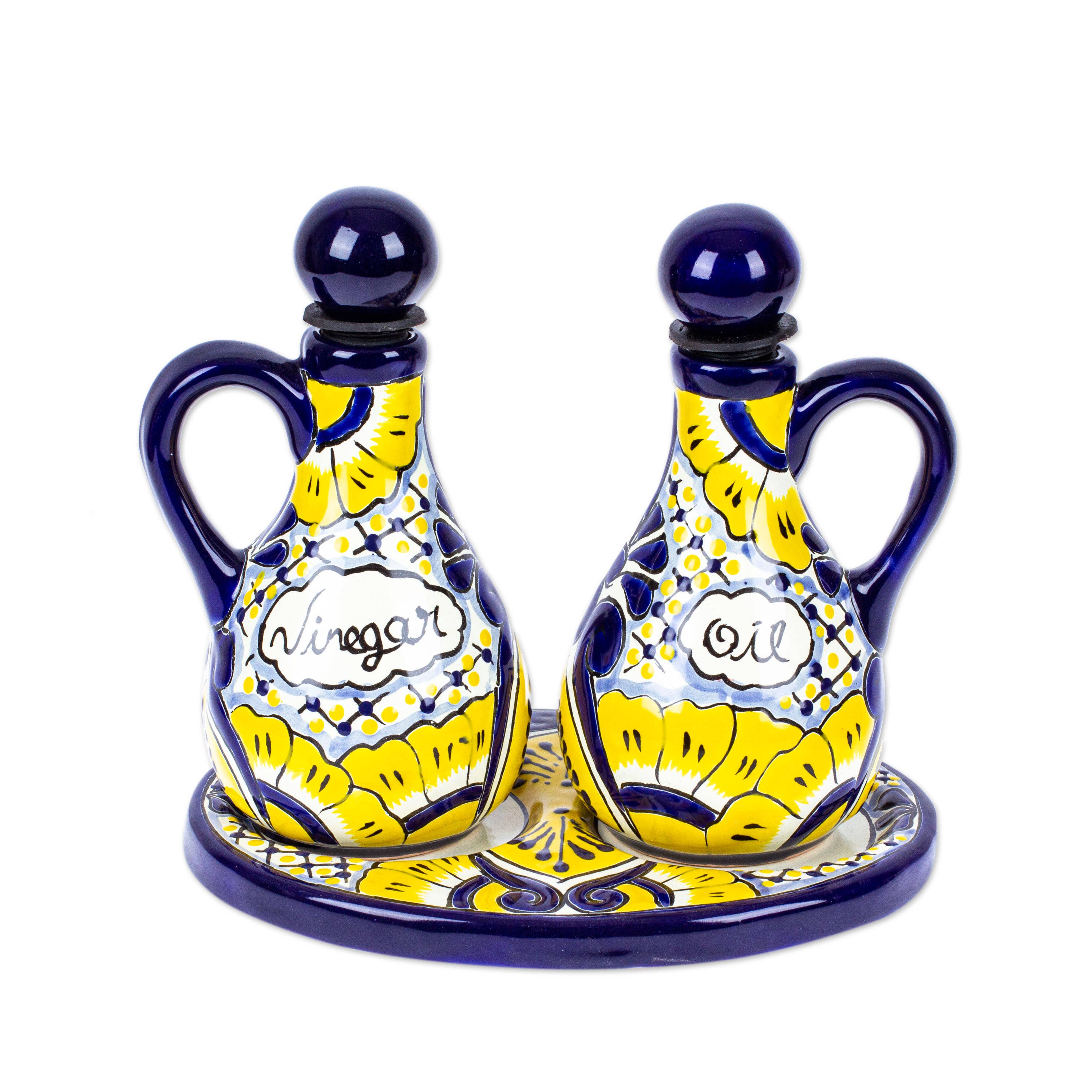 Novica Handmade Sunny Salad Ceramic Cruet Set (3 Pieces)