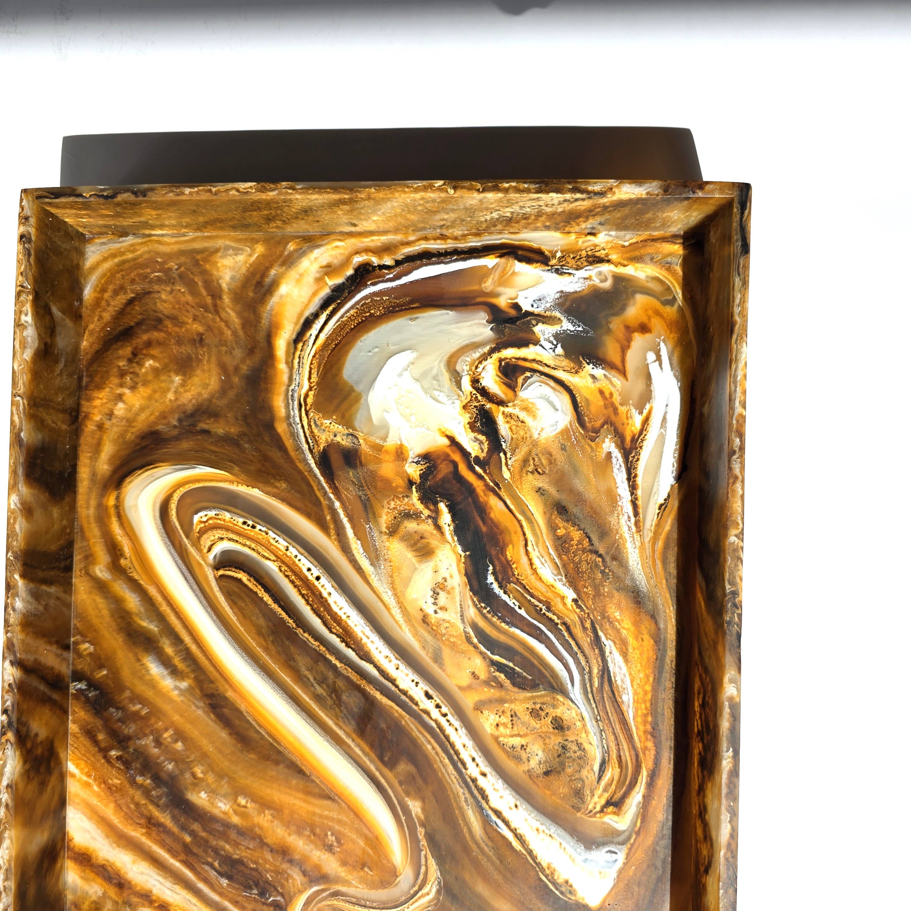 Swirl Brown Hand Poured Resin tray - Large Size