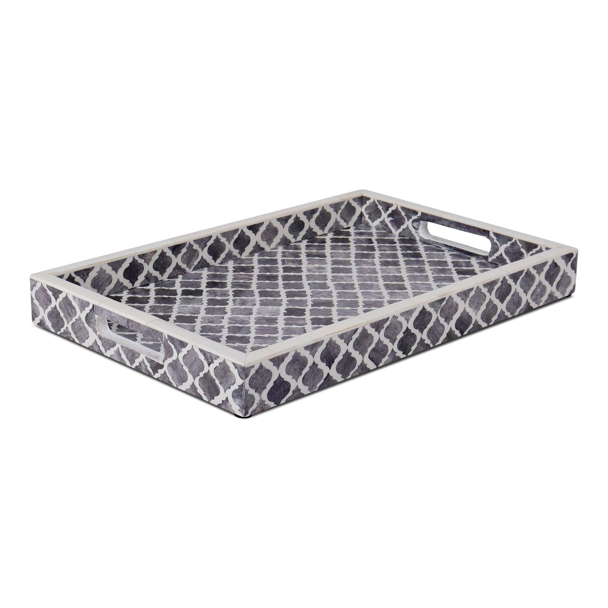 Decorative Tray Moroccan Grey & White 11x17 inch