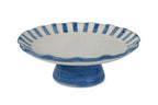 Ceramic Stripe Cake Stand, Blue