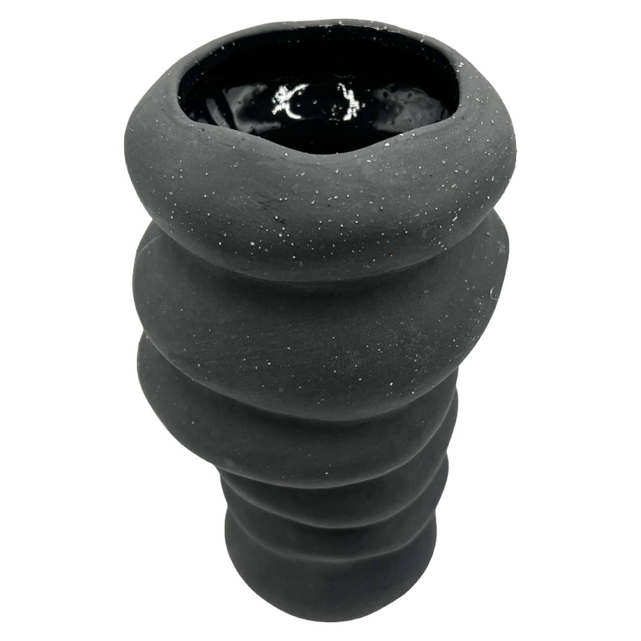 9" High Modern Ceramic Vase in Black