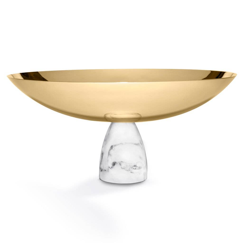 Coluna Fruit Bowl, Carrara Marble & Gold