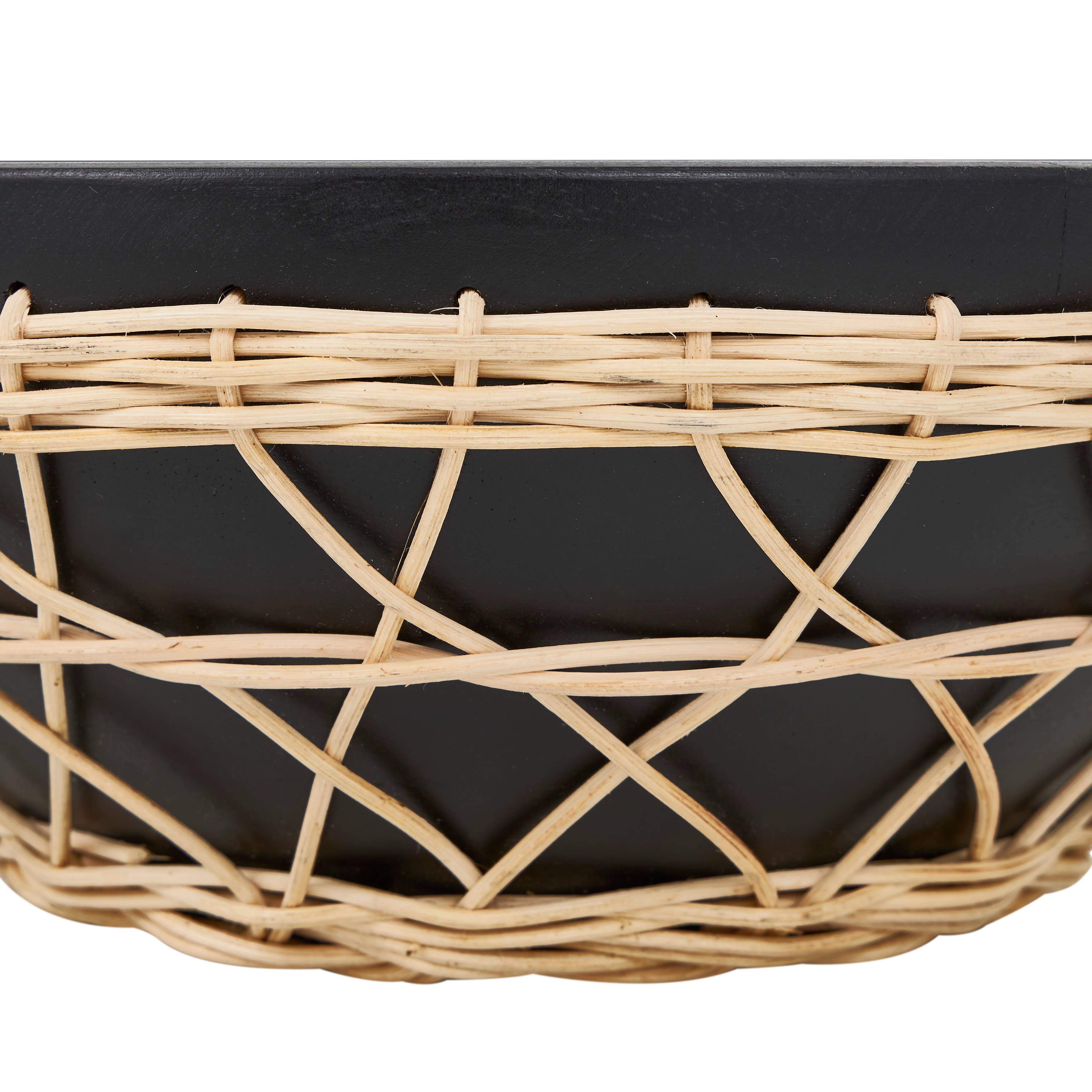 Bohemian Brown Mango Wood Decorative Bowl: Black