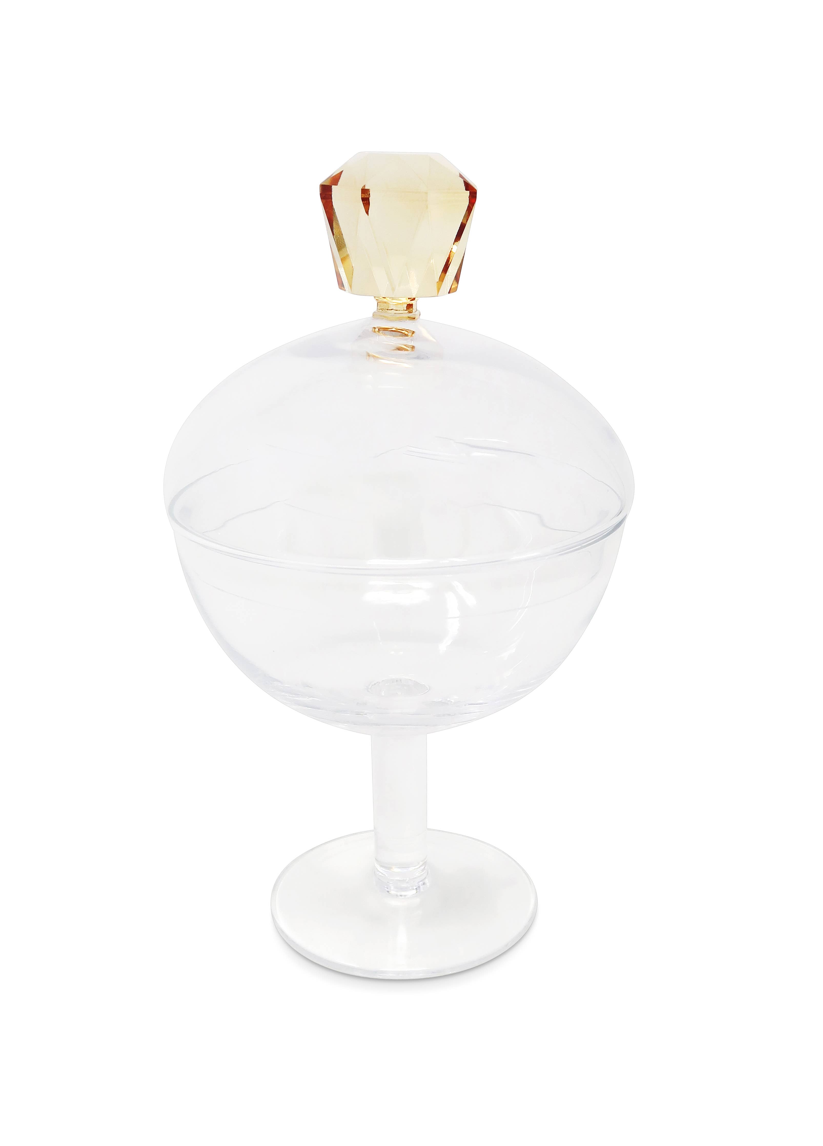 Glass Footed Jar with Colored Diamond Shaped Handle (2 sizes