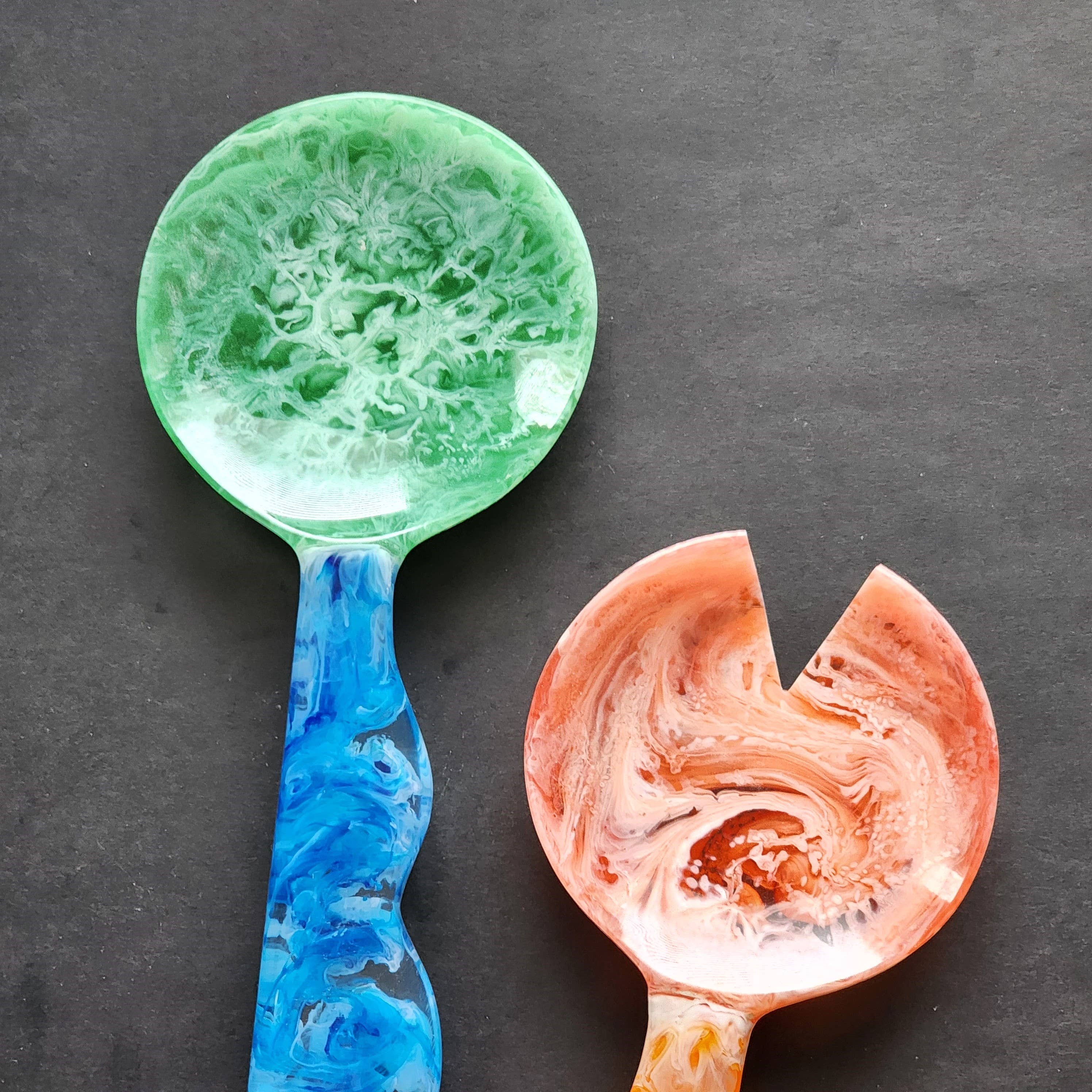 4 Colors, Hand Poured Resin Salad Serving Set -  Serving Set