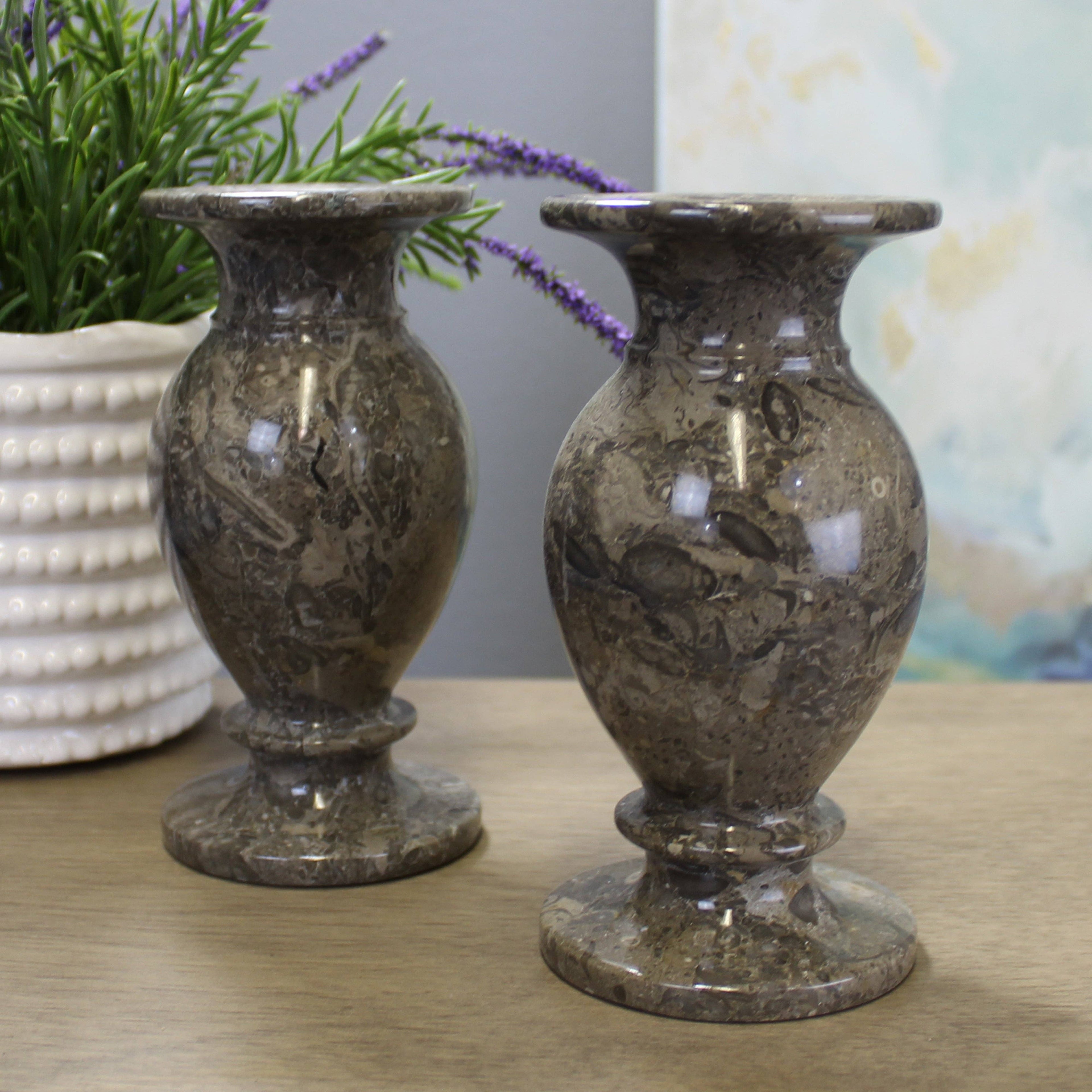 Decorative Marble Gray 6" Table Vase