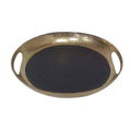 D12x2" Round Decorative Tray with Gold Finish
