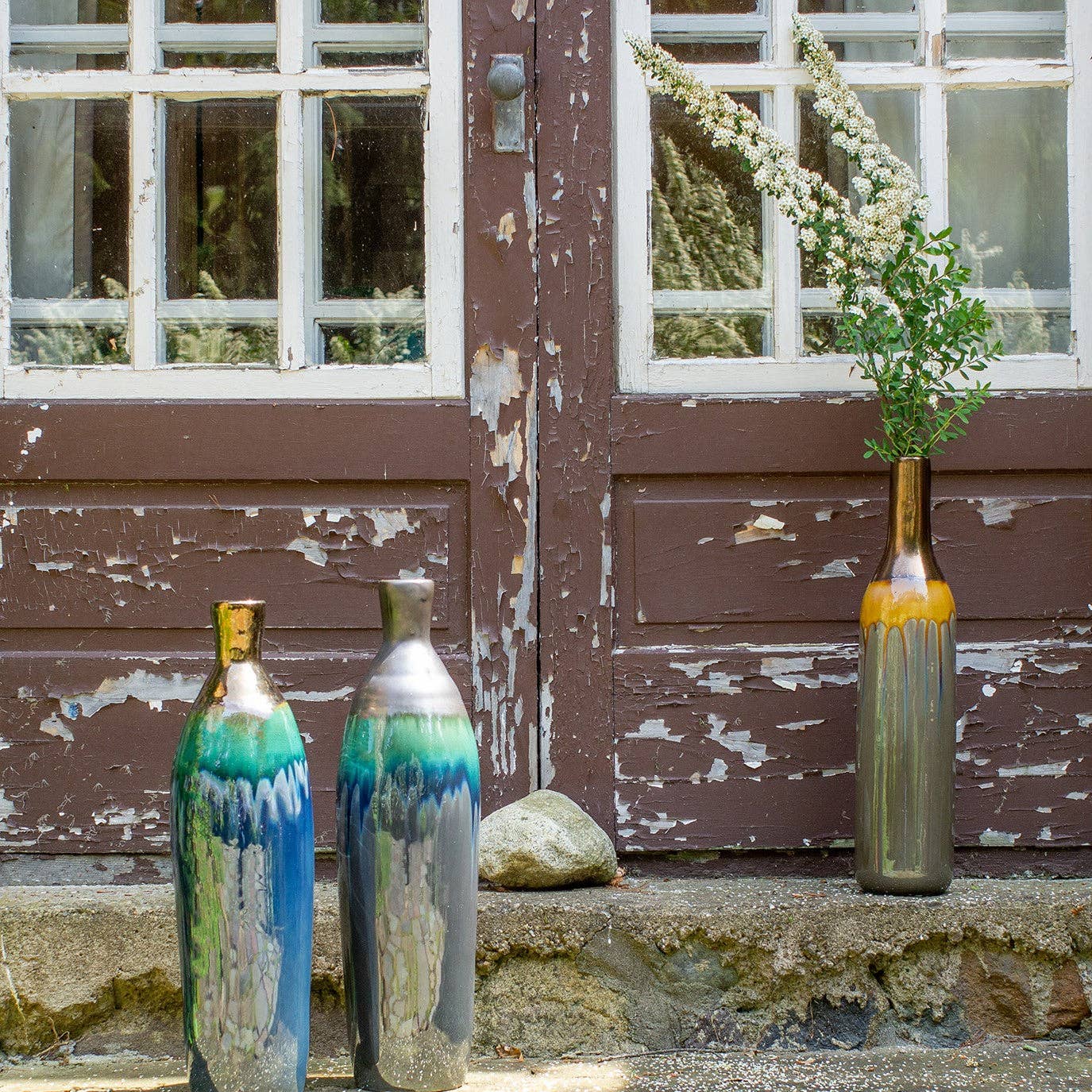 ClayBarn Patina Artisan Verde Skinny Bottle Vase