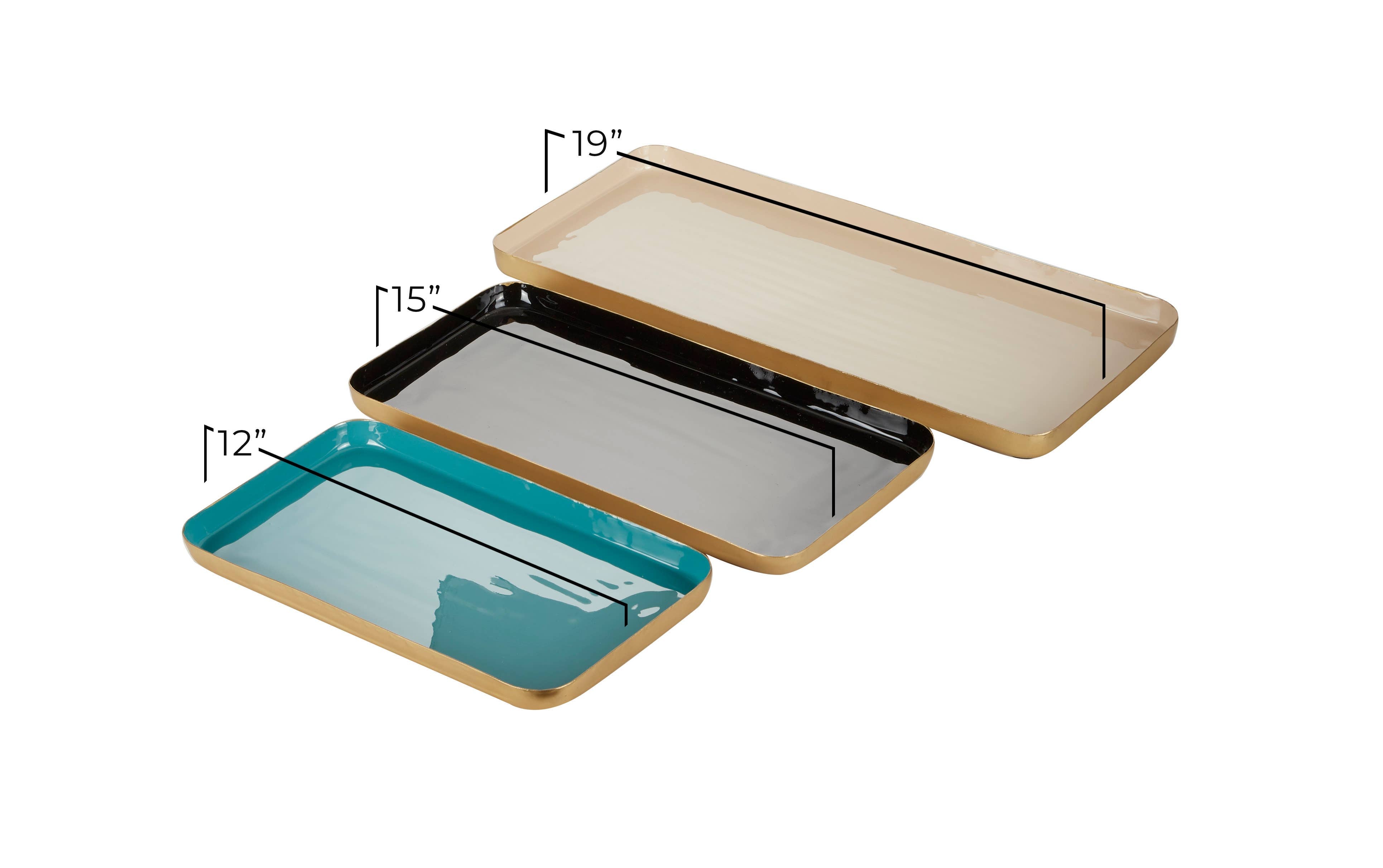 Contemporary Multi Colored Metal Tray Set