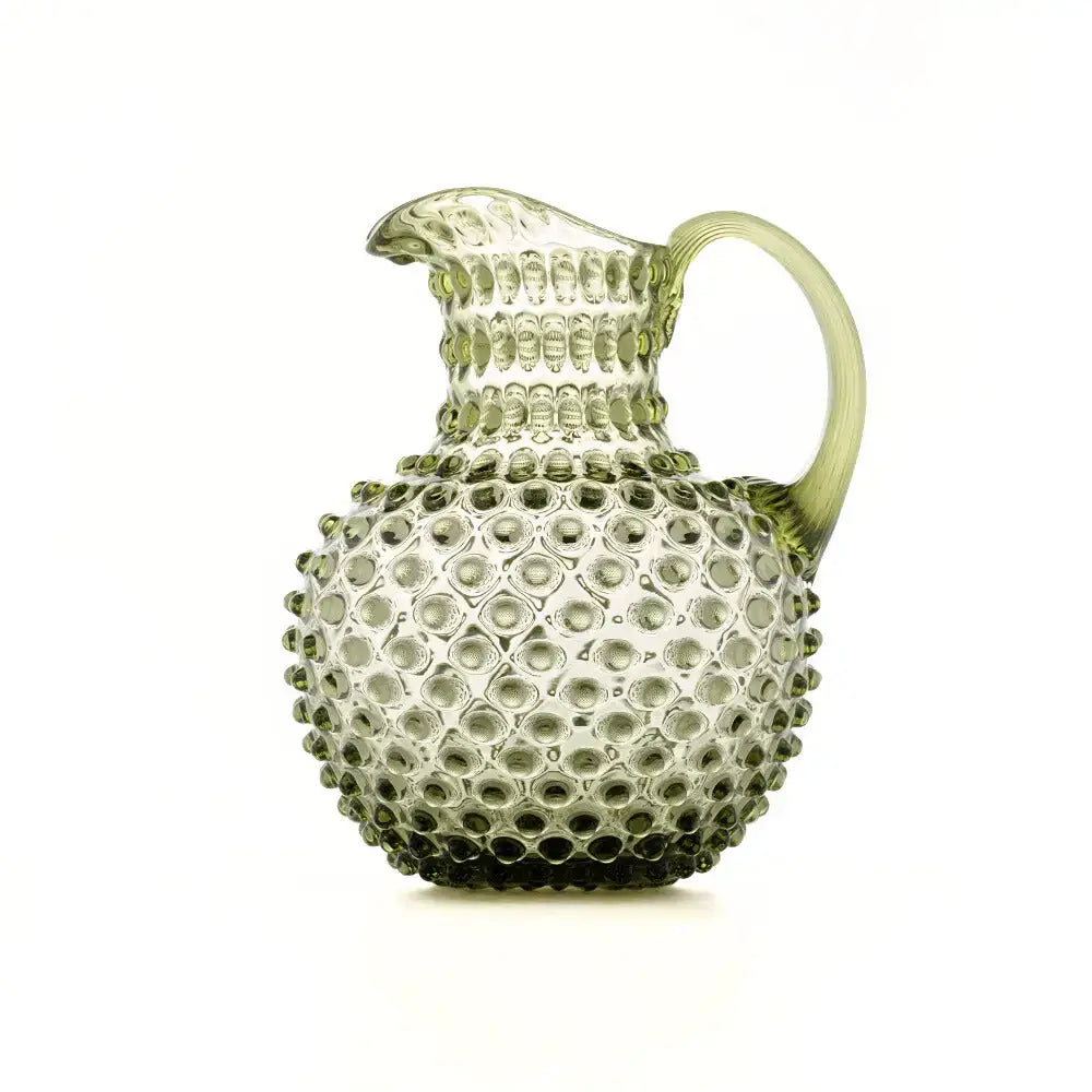 Handblown Hobnail 2L Jug - Moss Green