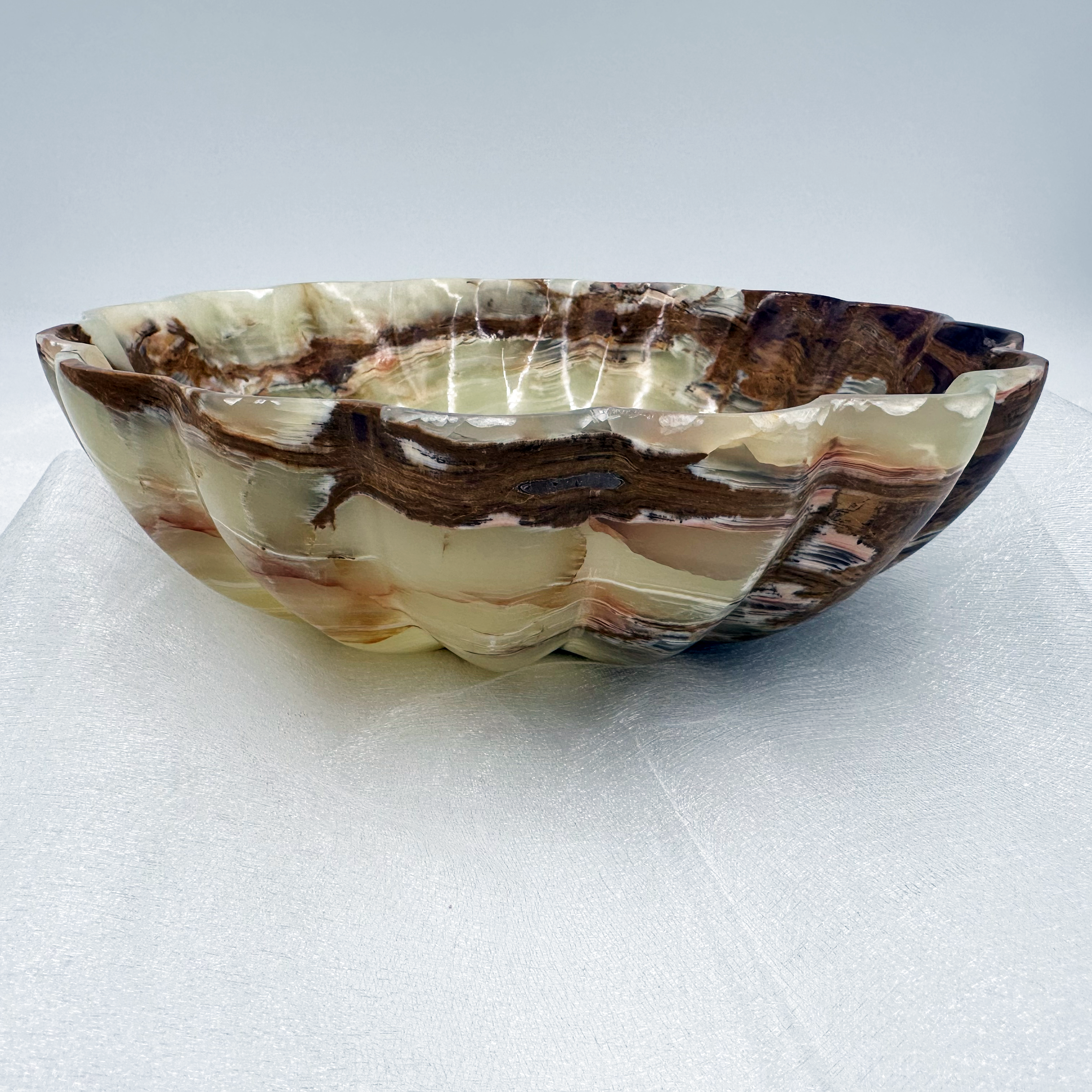 Hand-carved Bowl in Marble and Onyx: Zairat White Marble