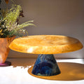 Orange Hand Poured Resin Cake Stand - Blue Base