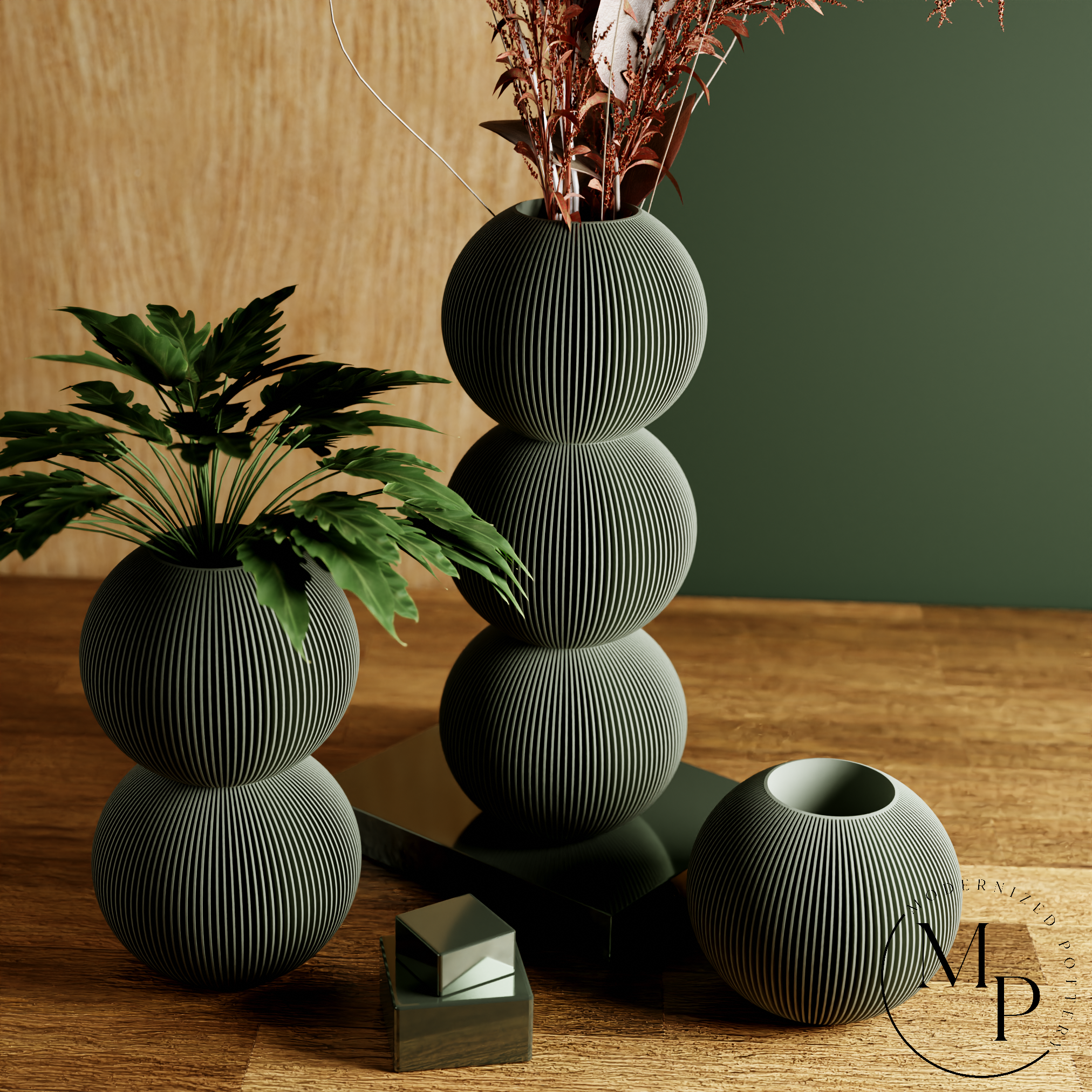 BUBBLE Vase | PREMIUM | 8 Colors | For Dried & Fresh Flowers: Midnight Black / Triple / With Insert