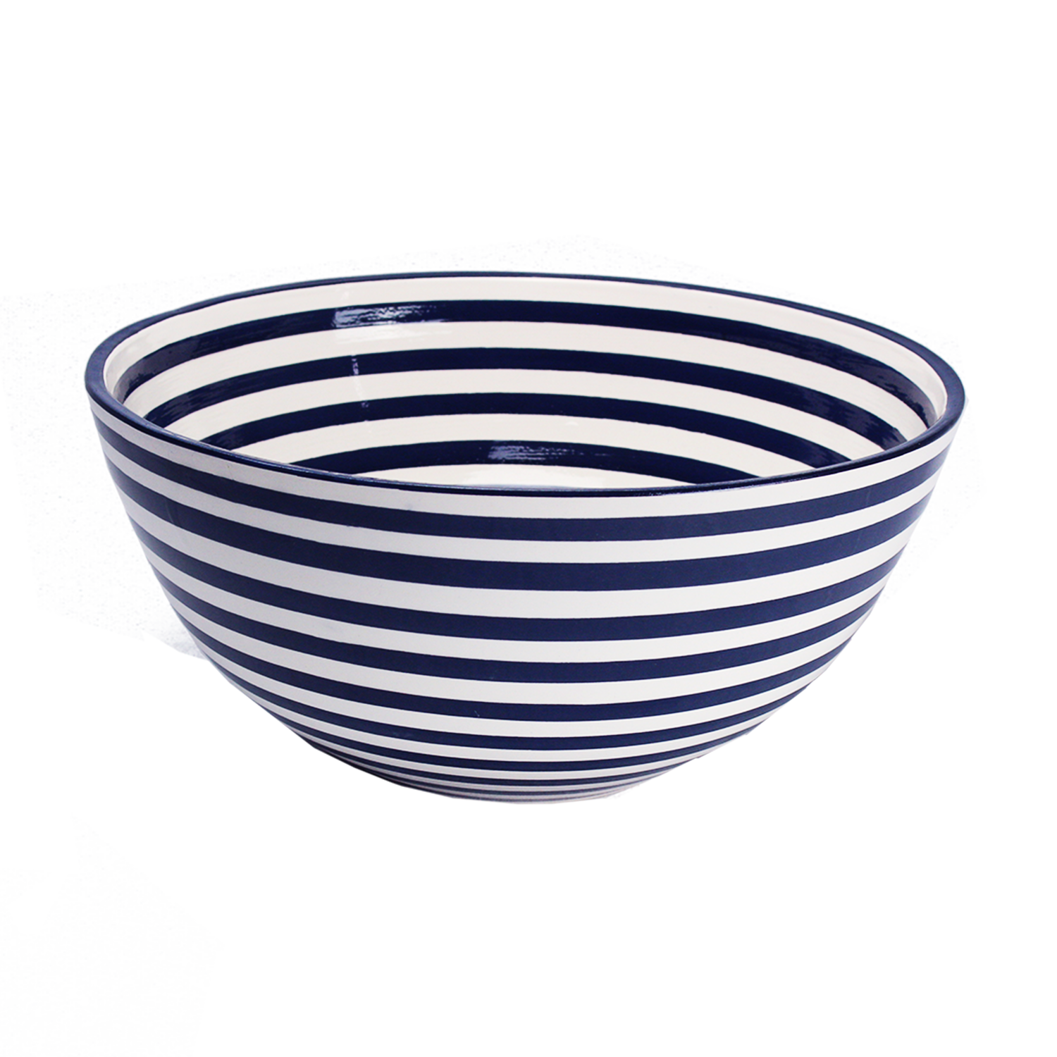 Cobalt Stripe Large Deep Bowl