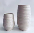 Set of Two Tall Grooved Speckled Vases | Textured Vase | Ceramic Vase | Decorative Vase |