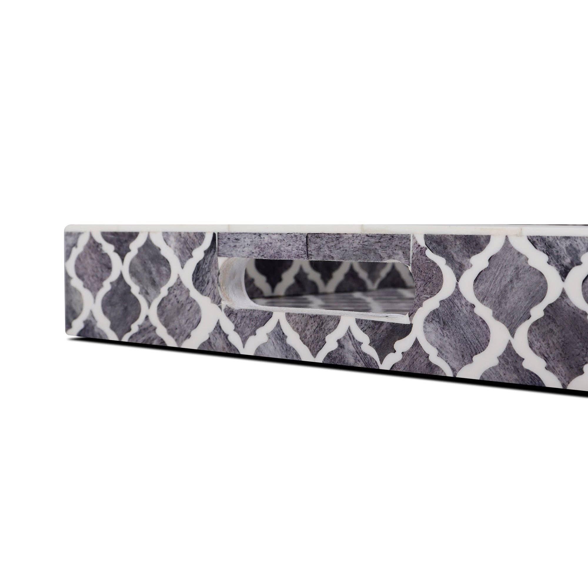 Decorative Tray Moroccan Grey & White 11x17 inch