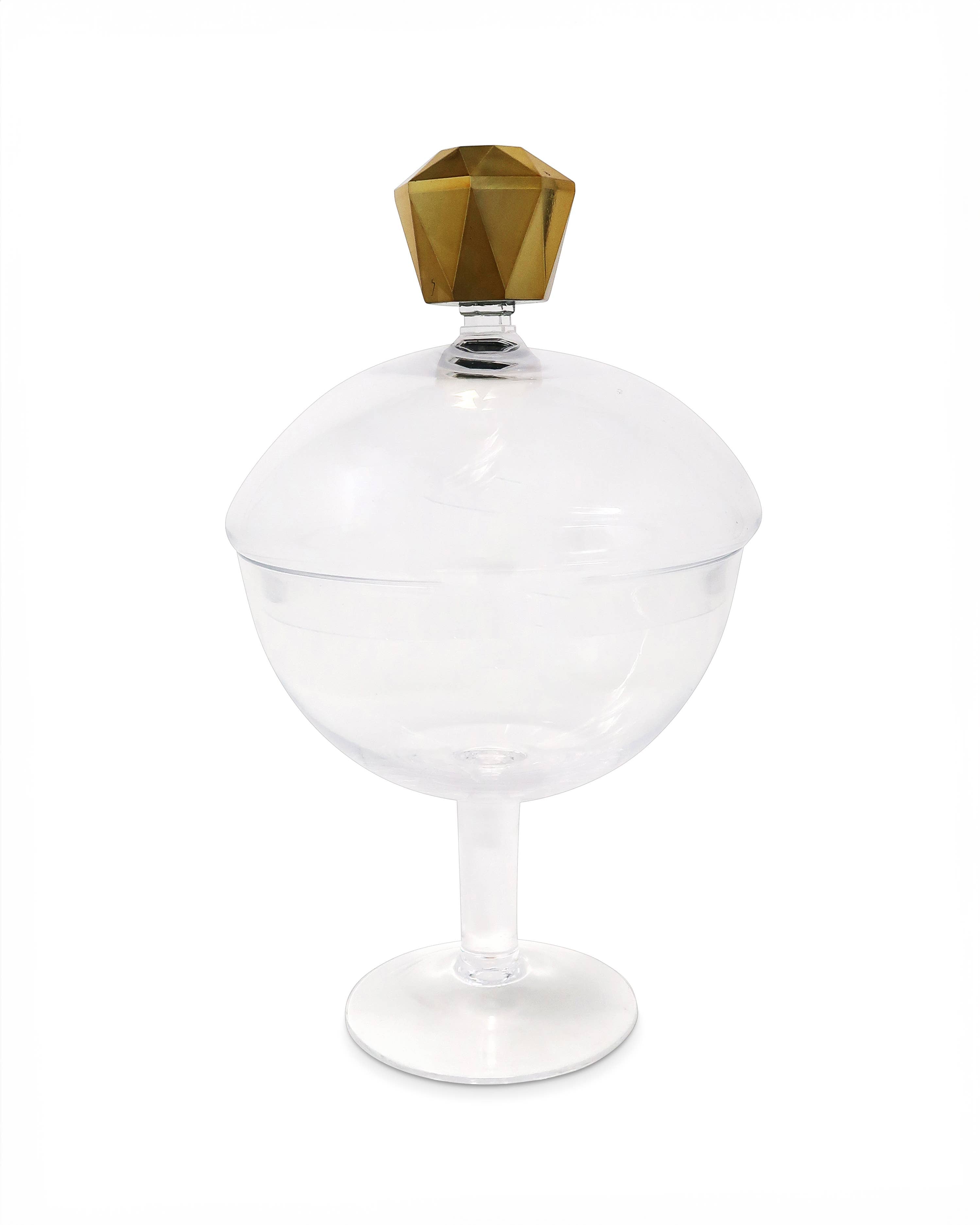 Glass Footed Jar with Colored Diamond Shaped Handle (2 sizes