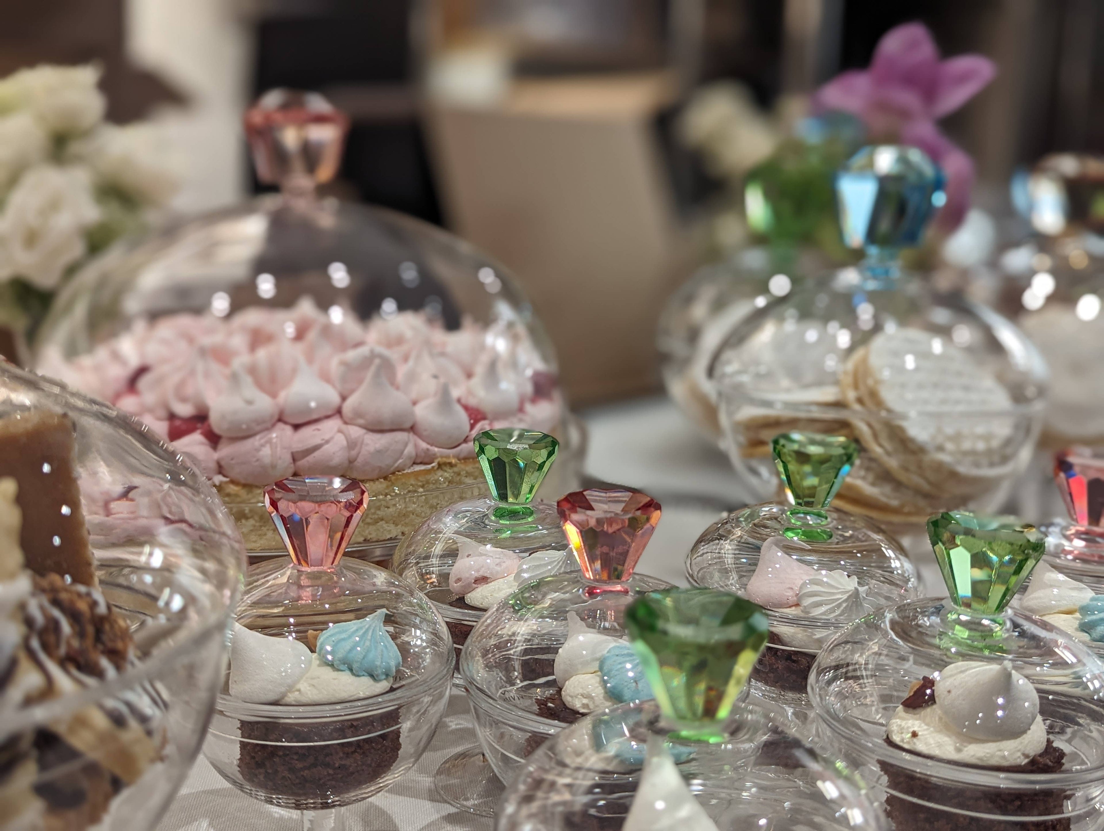 Glass Footed Jar with Colored Diamond Shaped Handle (2 sizes