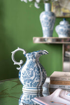 9x5x10" Decorative Porcelain Pitcher w/ Blue & White Floral