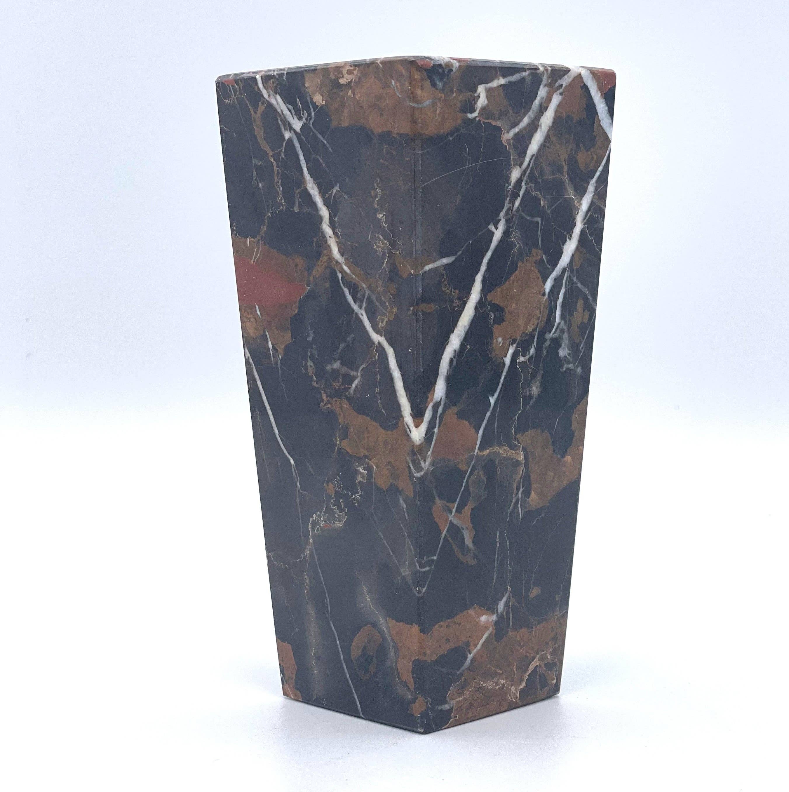 6" Square Vase - Marble and Onyx: Multi-colored Onyx