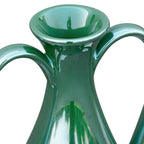 6.5x5x10" Pedestal Vase w/ Handles & Green Electroplating